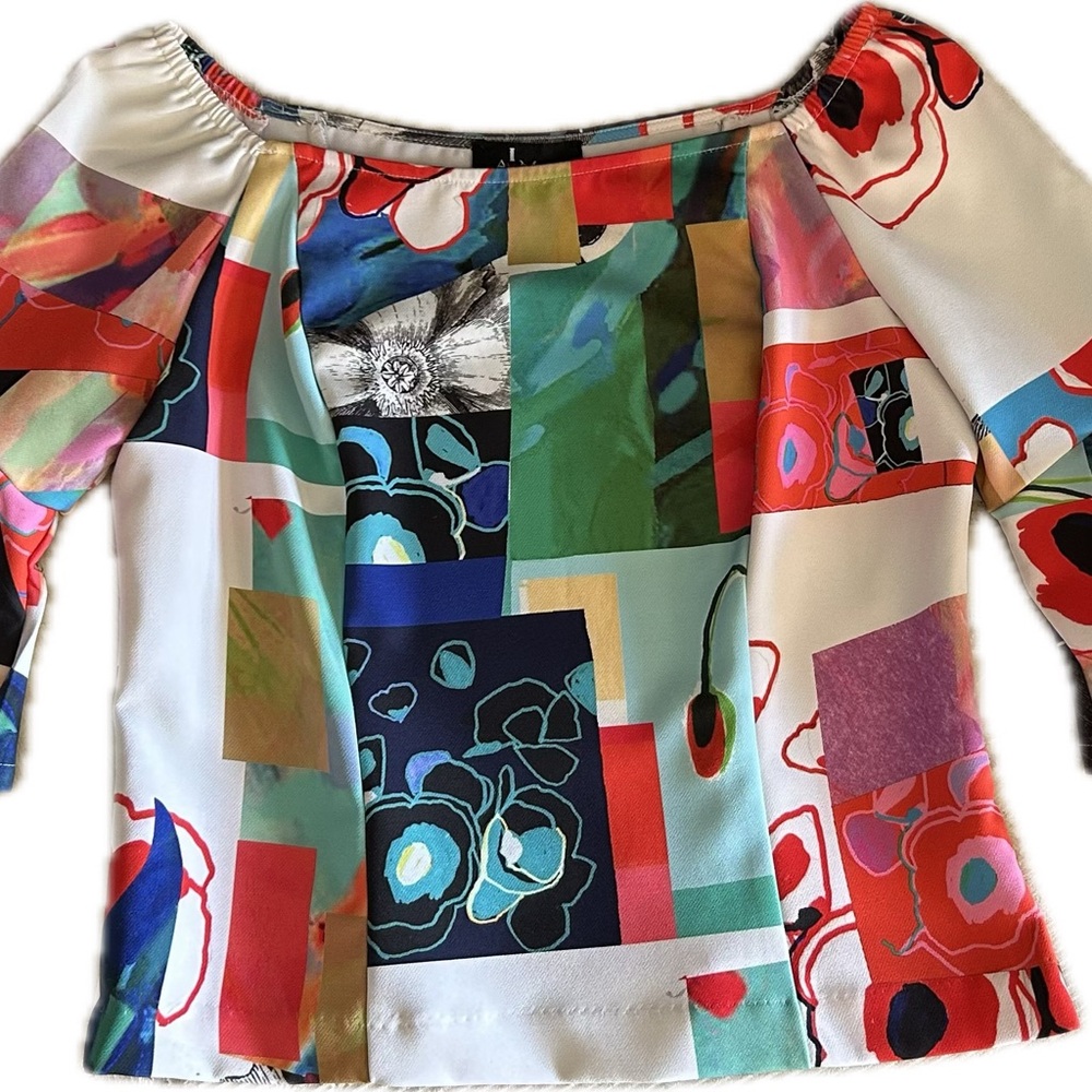 Colorful Abstract Off-Shoulder Top - Picture 3 of 8